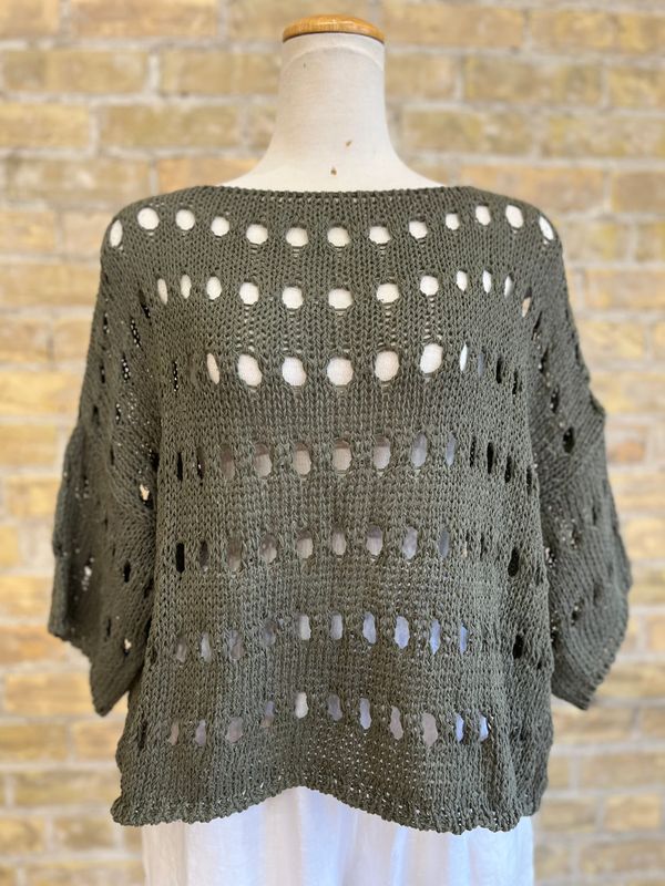 Talula's Oval Crochet Top Military