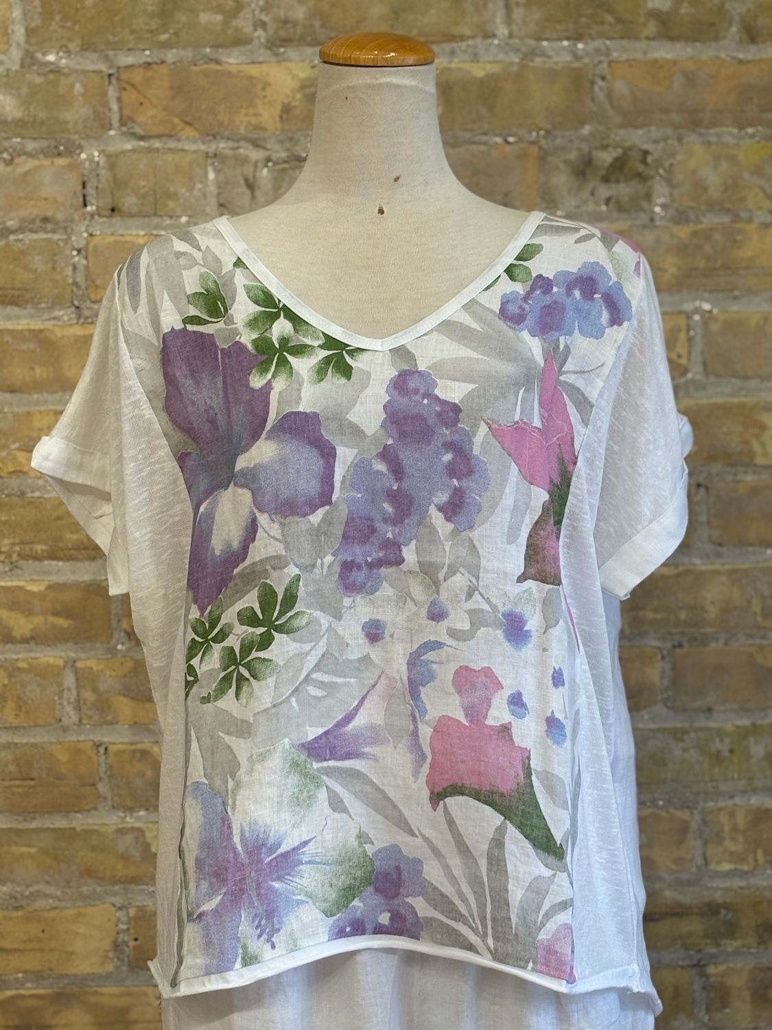 Purple Petal Coldwash Top White