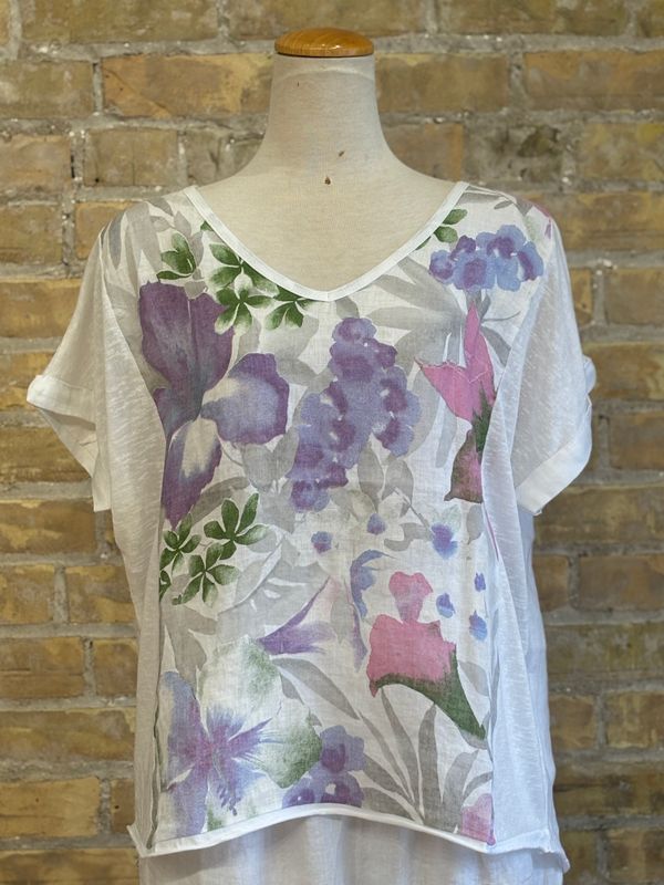 Purple Petal Coldwash Top White