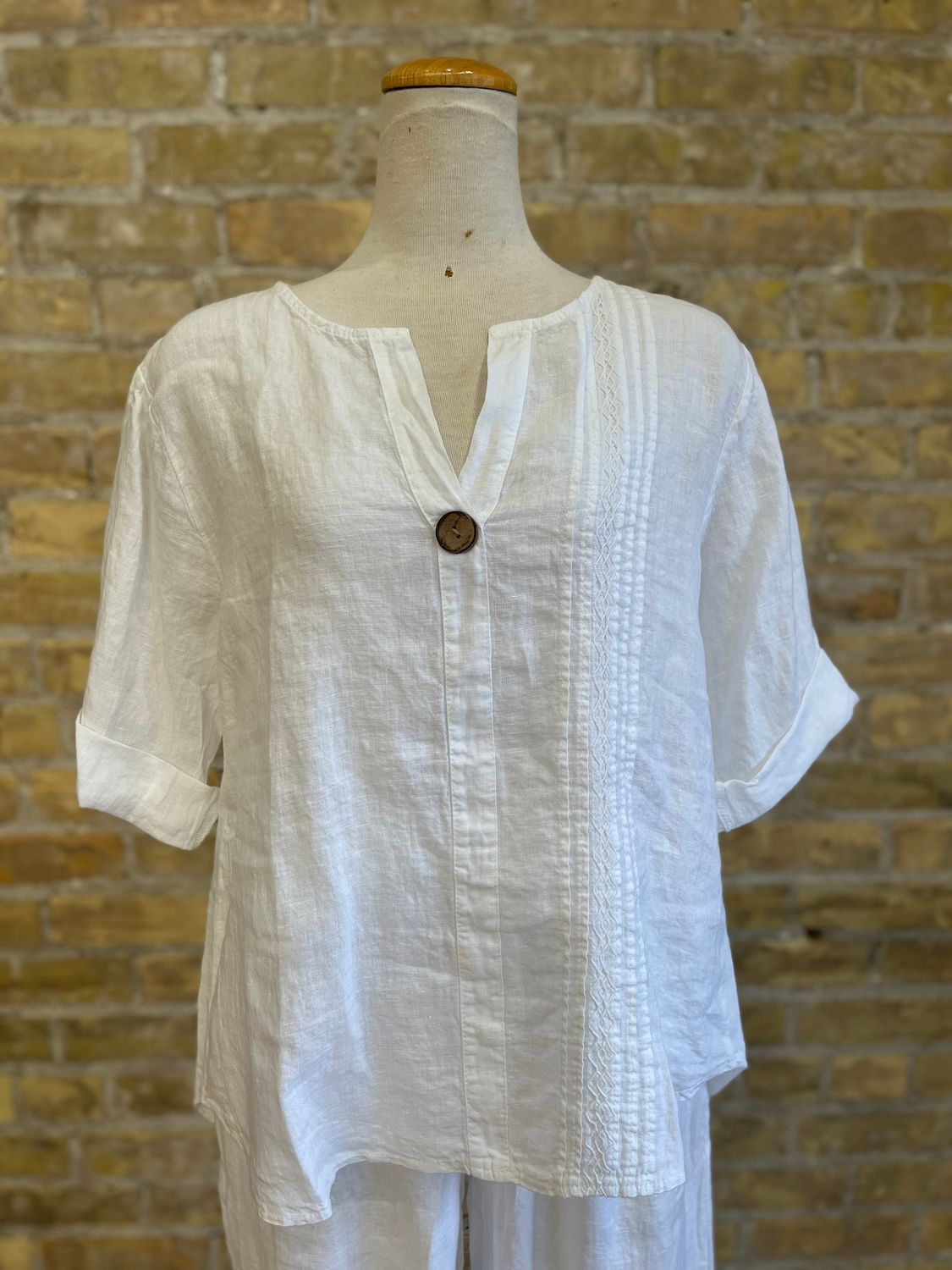 Daphne's Stitched Detail Top White 