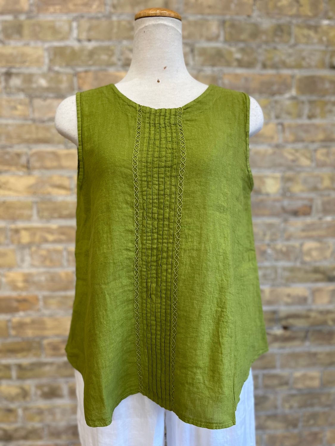 Daphne's Stitched Detail Tank Lime