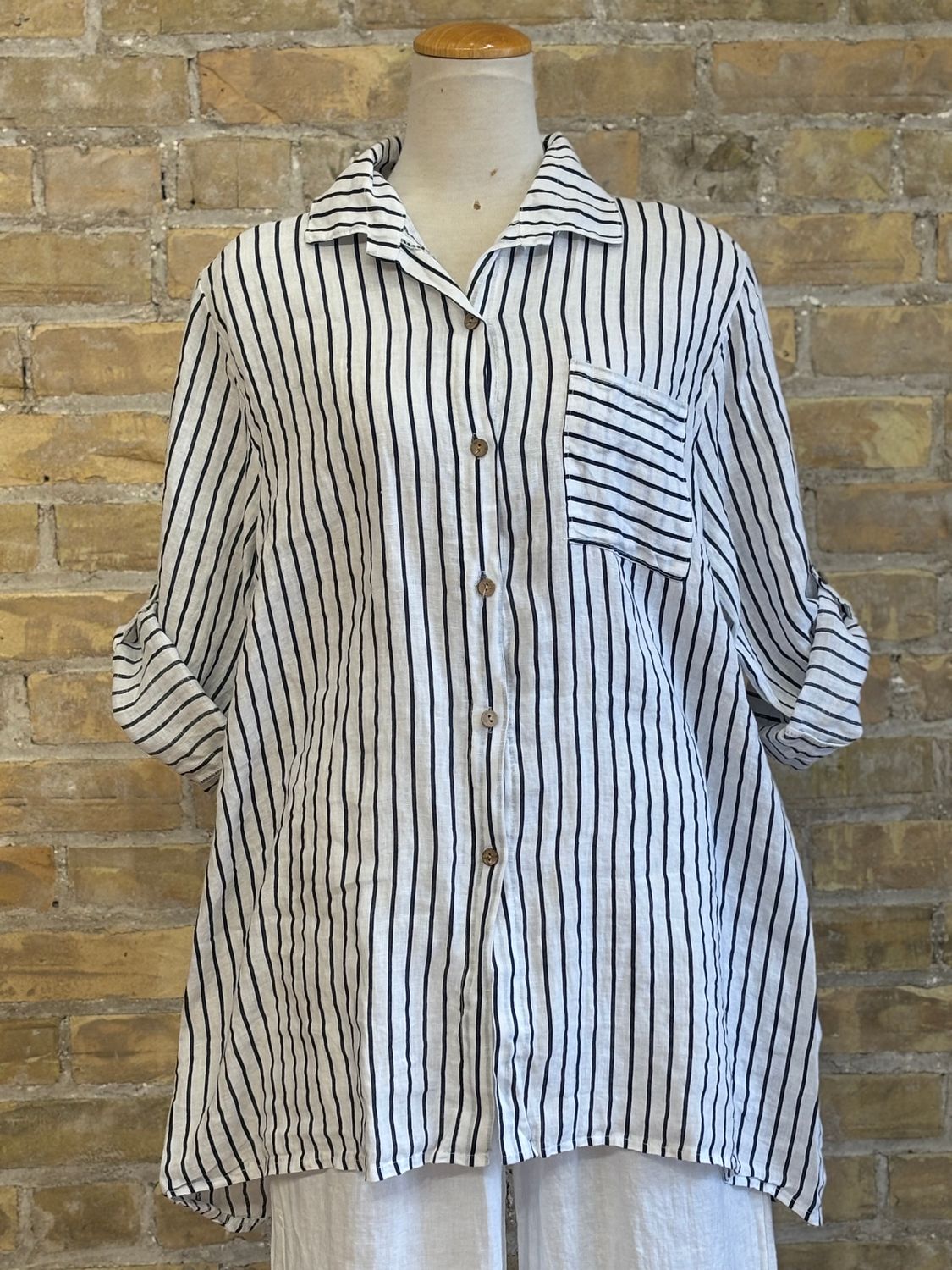 Stripe Detail Top White