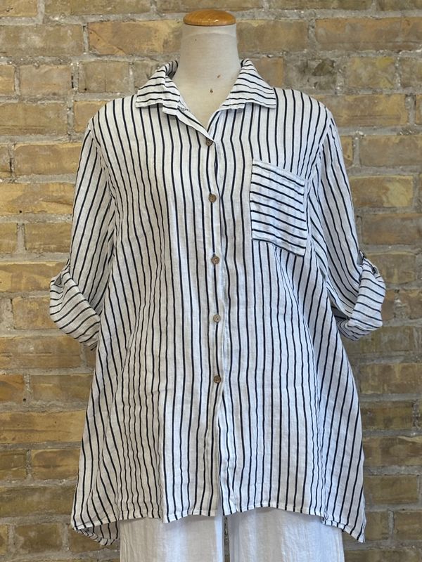 Stripe Detail Top White