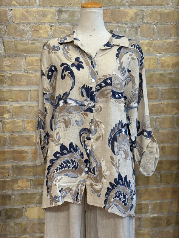 Paisley Detail Top Beige