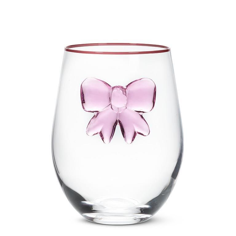 Stemless Wine Glass with bow 18 oz