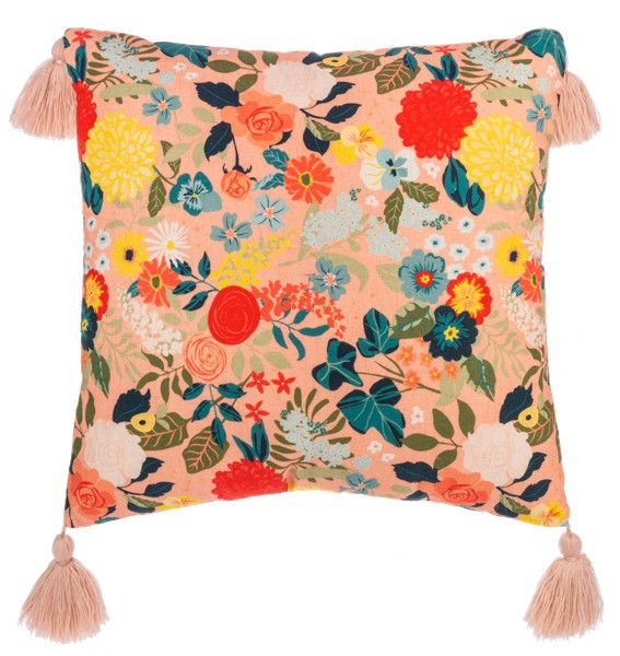 Flower Pattern Tassel Pillow