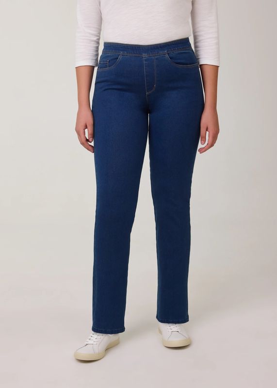 Pull On Straight Leg Indigo Jean