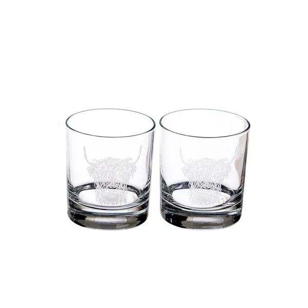 Glass Tumbler  set of 2, Style: Highland Cow