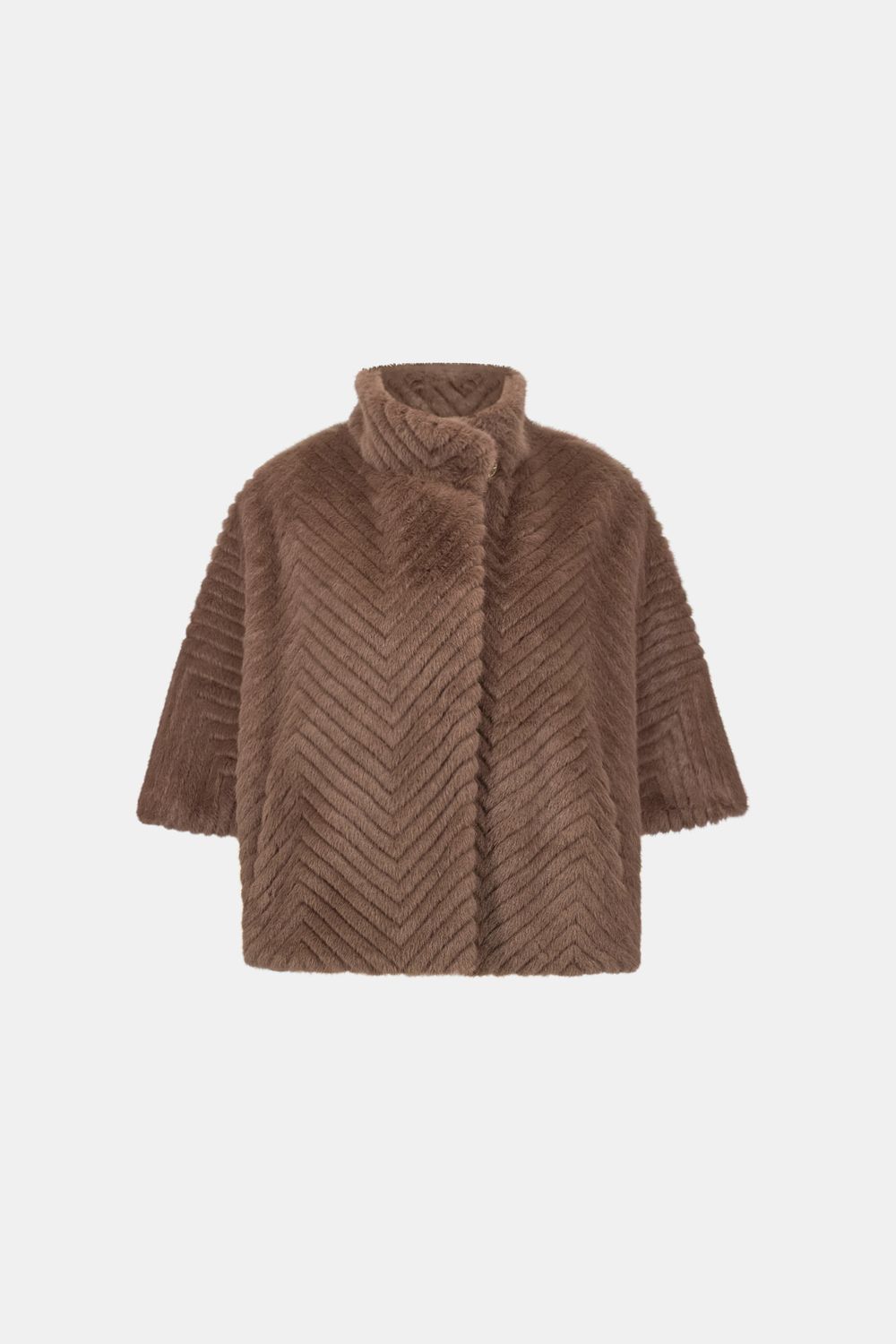 Short Chevron Faux Fur Cape Mink