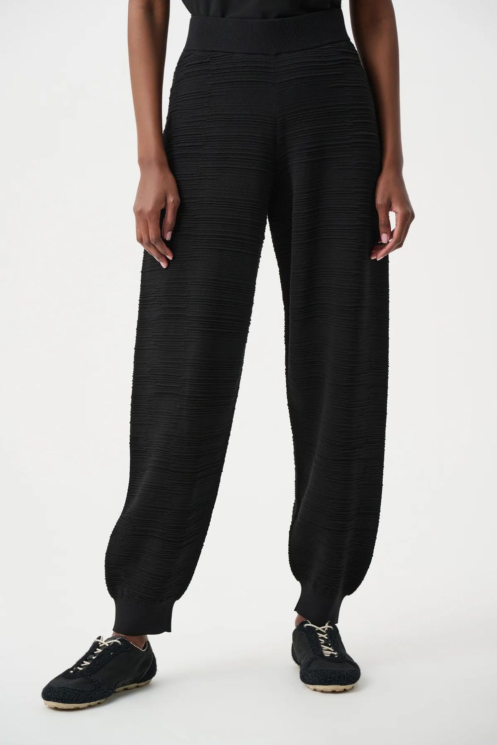 Sweater Knit Pull On Jogger Pants Black 