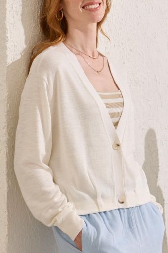 Bubble Hem Cardigan, Color: Eggshell, Size: S