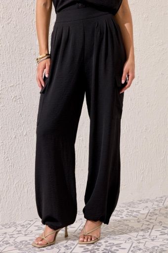 Flat Front Cargo Pant Black, Size: S