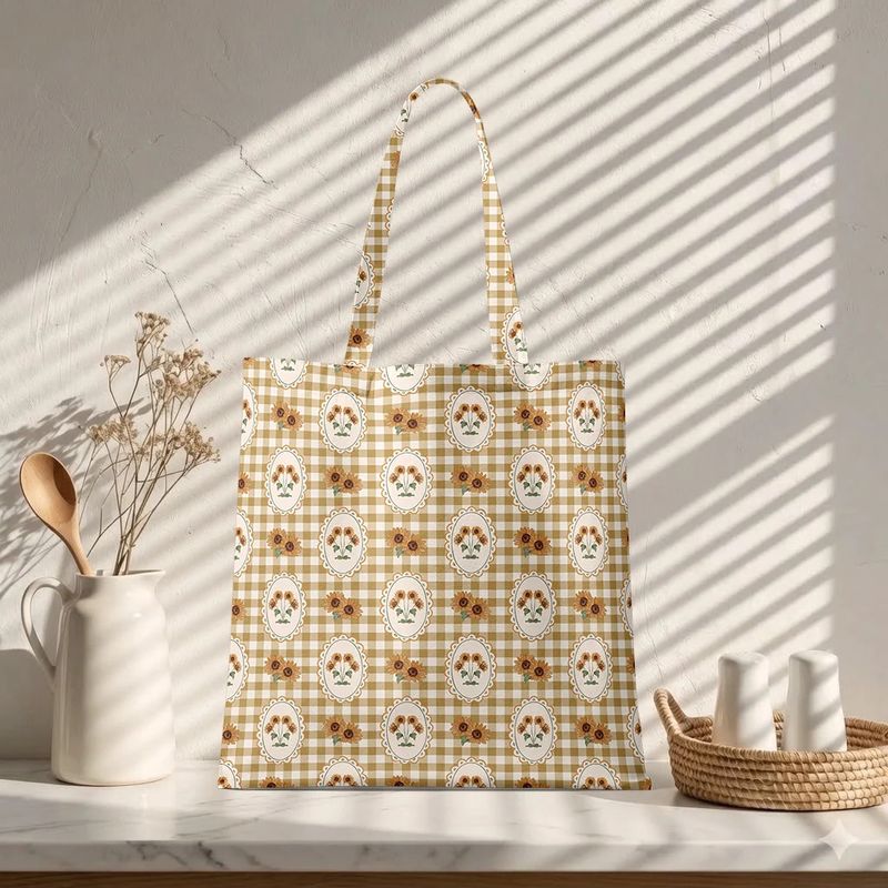 Sunflower Gingham Tote Bag