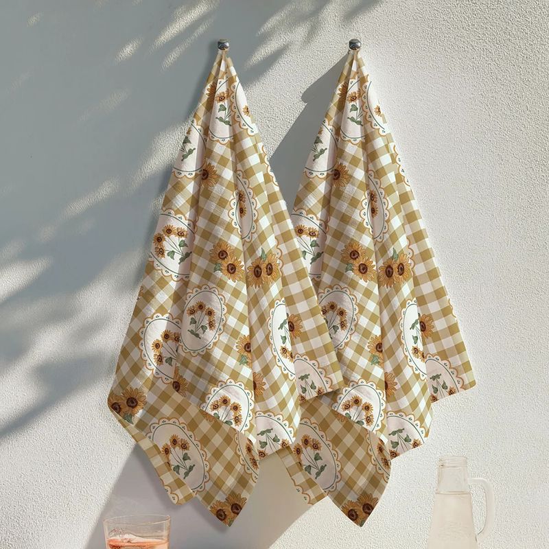 Sunflower Gingham Kitchen Towel