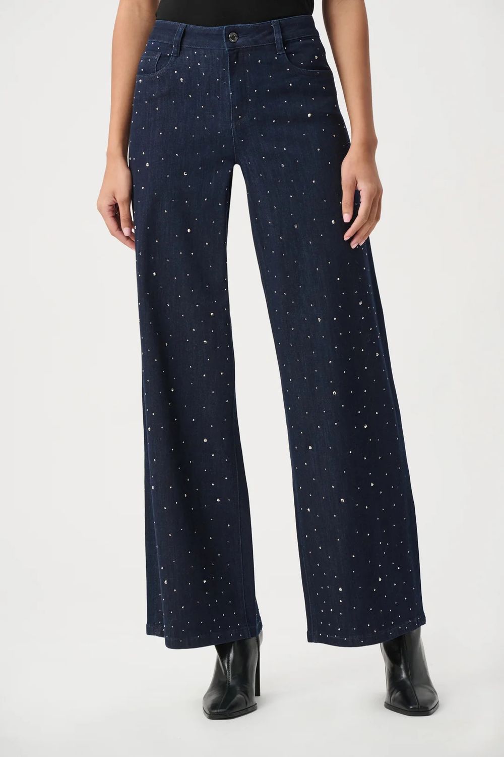 Classic Wide Leg Jeans with Rhinestones 