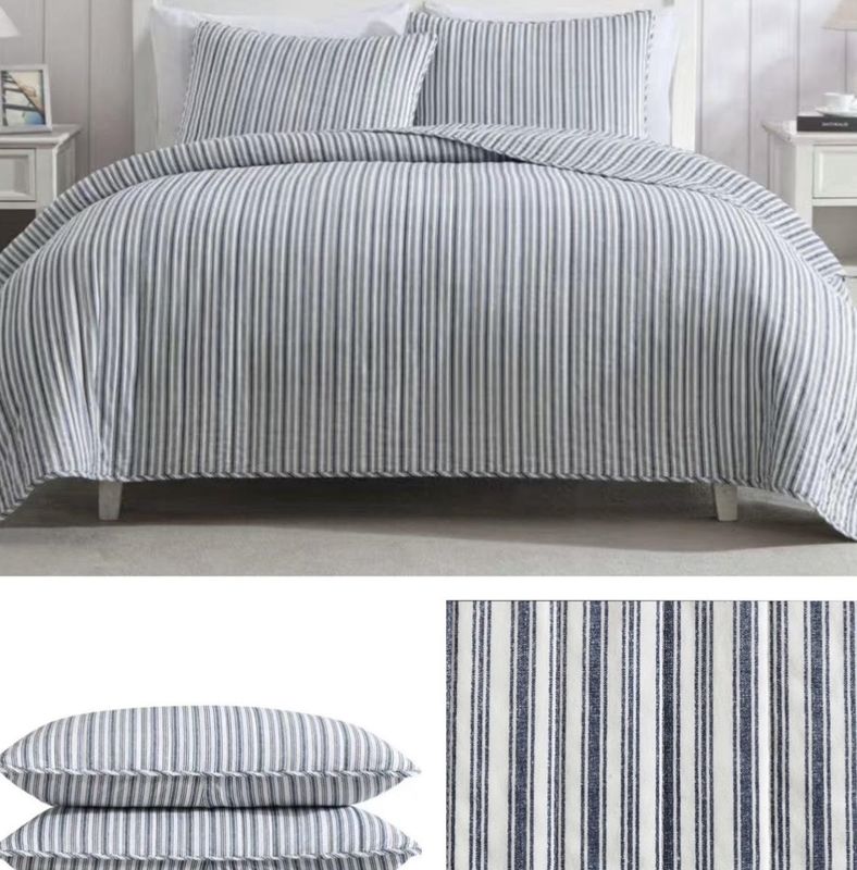 Admiral Navy Stripe King Quilt and Shams
