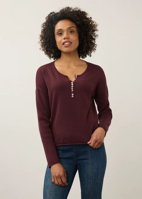 V Neck Sweater with Buttons Fig