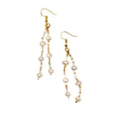 Double Drop Earrings , Style: Cream