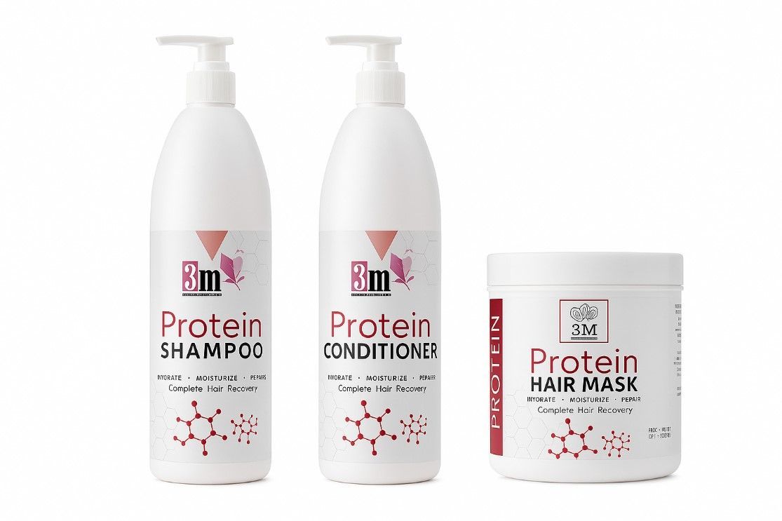 3M Protein Hair Care Set, Shampoo, Conditioner and Hair Mask, Complete Hair Recovery, 1 L Each .