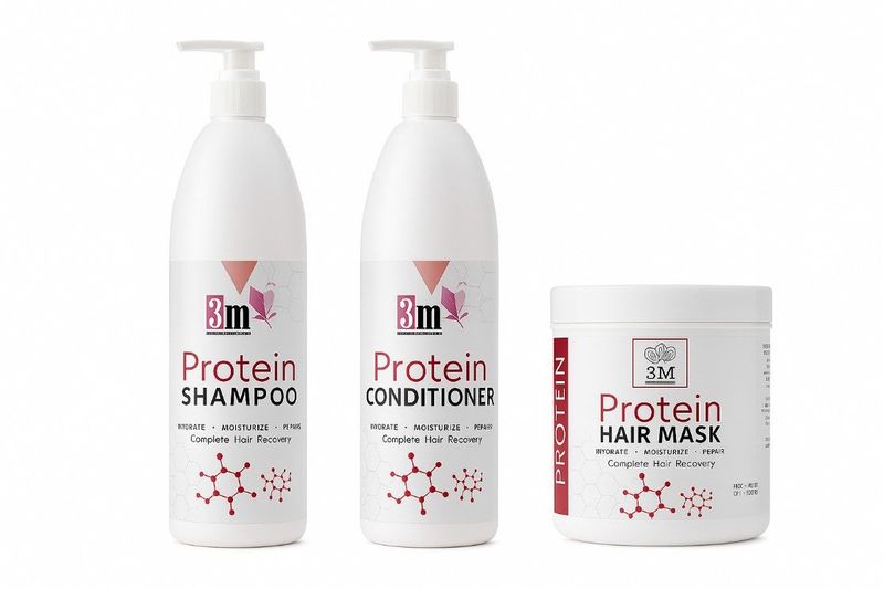 3M Protein Hair Care Set, Shampoo, Conditioner and Hair Mask, Complete Hair Recovery, 1 L Each .