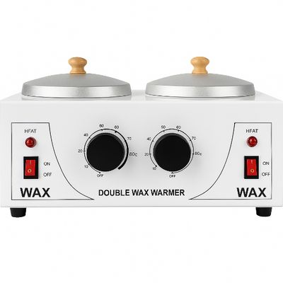 Professional Double Wax Warmer, 200W, Temperature Control, Hair Removal Wax Heater with Handles.