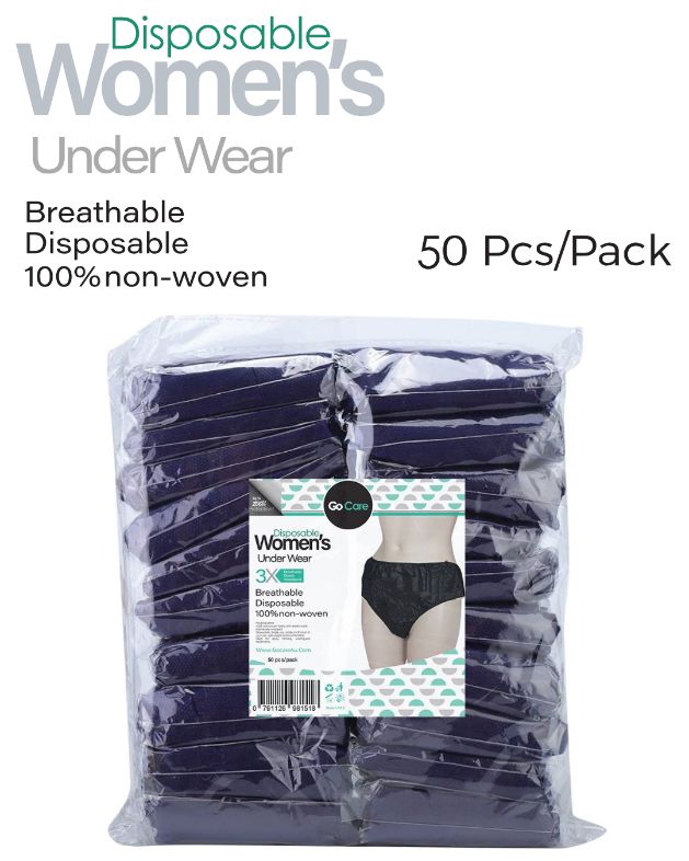 Disposable Women's Underwear, 100% Non-Woven, Breathable, 50 Pieces Pack, Black.