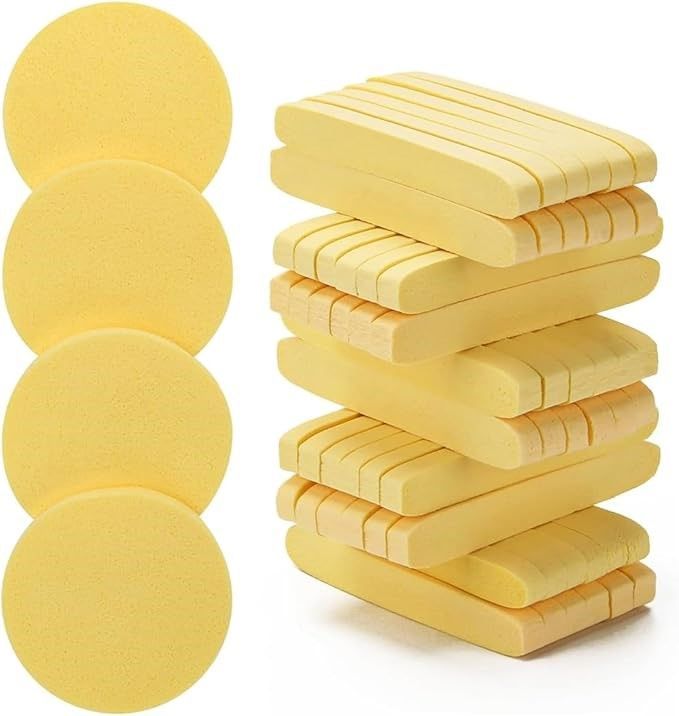 Multibrite 24Pcs Reusable Compressed Facial Sponges, Makeup Remover Pads, Face Cleansing Pads, Cosmetic Spa Sponges for Removing Dead Skin, Facial Cleansing, Gentle Exfoliating, Makeup Removal .
