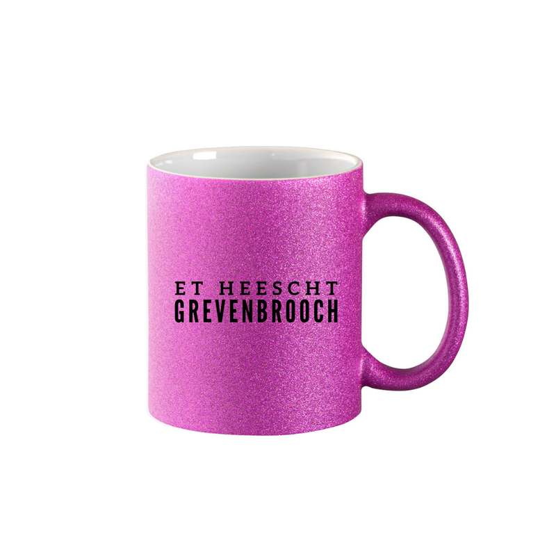 Tasse Glitzer " Et Heescht Grevenbrooch " Lila