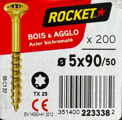 ROCKET - VBA TF - BIC - FP - 5X90/50 - Tx25 - BOITE DE 200 ROCKET - VBA TF - BIC - FP - 5X90/50 - Tx25 - BOITE DE 200