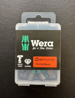 WERA - JEU D'EMBOUTS 10x TX 15x25 mm