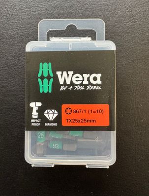 WERA - JEU D'EMBOUTS 10x TX 25x25 mm
