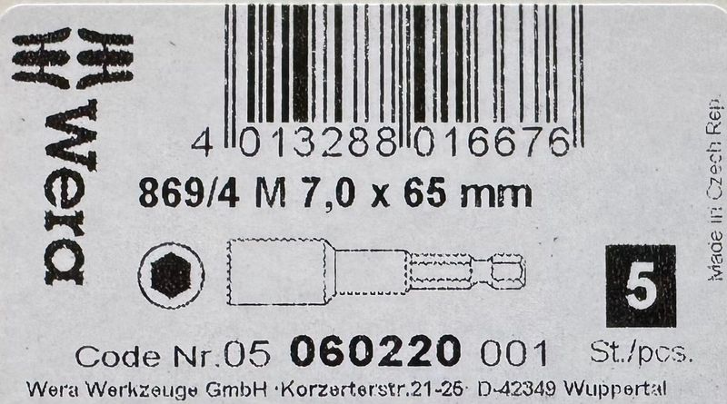 WERA - DOUILLE MAGNETIQUE FEMELLE TH 7 X 65 mm