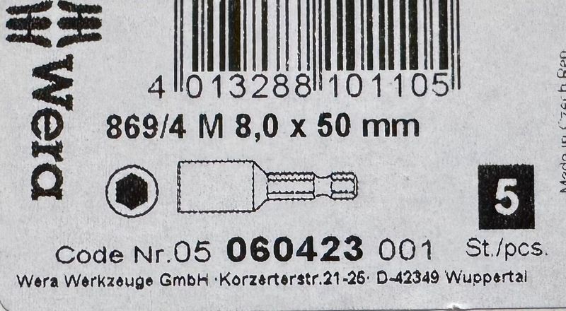 WERA - DOUILLE MAGNETIQUE FEMELLE TH 8 X 50mm