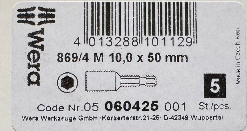 WERA - DOUILLE MAGNETIQUE FEMELLE TH 10 X 50 mm
