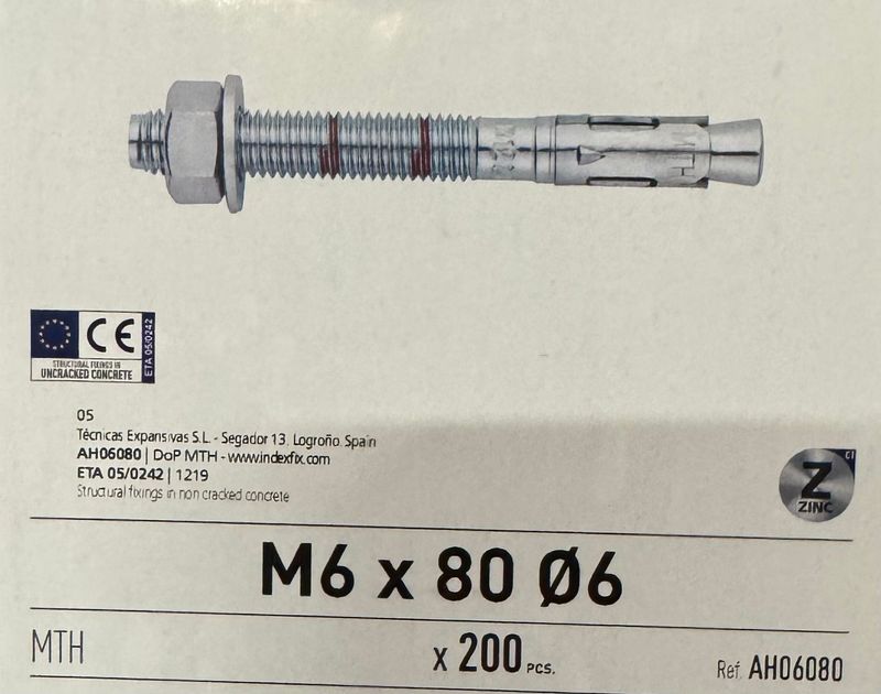 GOUJON D'ANCRAGE ZINGUE 6X80 - BOITE DE 200