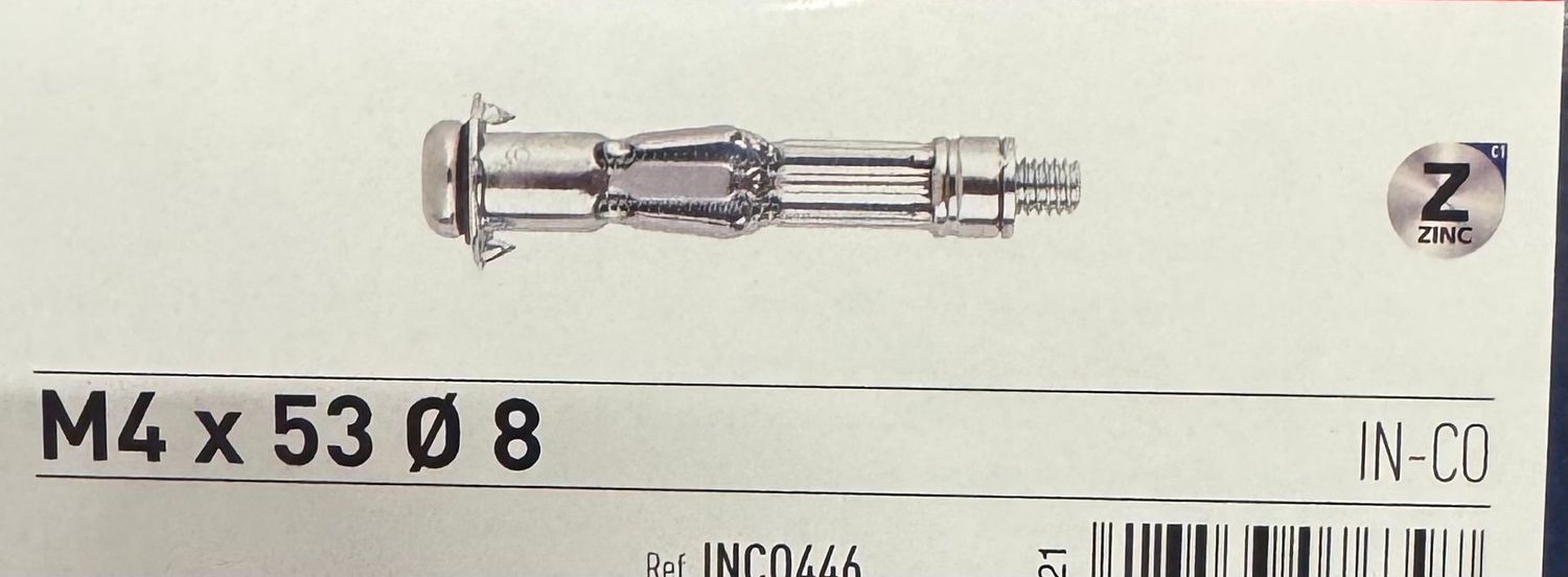 Cheville Indemoll pour matériau creux 4x53 avec vis - BOITE DE 100