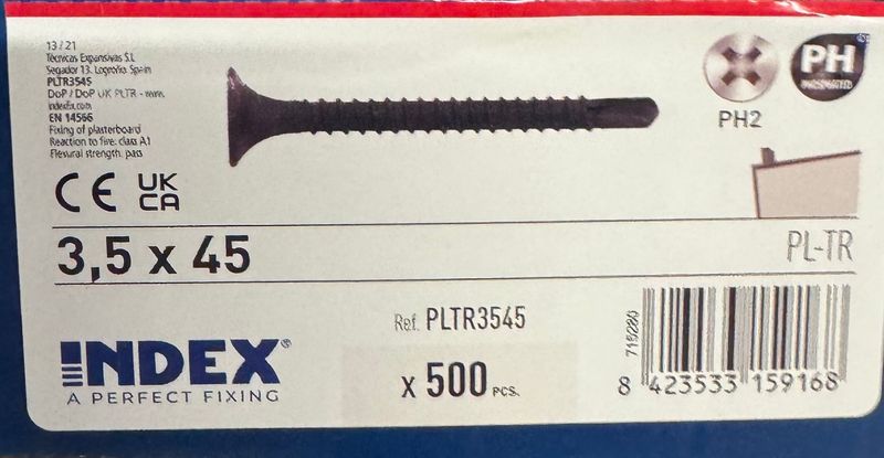 VIS PLACO NOIRE TROMPETTE - AUTO PERCEUSE - 3.5X45 - PH 2 - BOITE DE 500