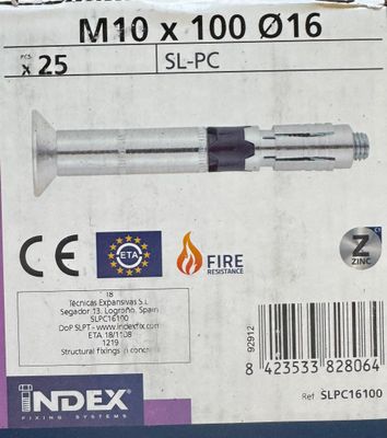 CHEVILLE DE SECURITE METALLIQUE - ANTI FEU - SLPC 10X100 - BOITE DE 25 CHEVILLE DE SECURITE METALLIQUE - ANTI FEU - SLPC 10X100 - BOITE DE 25