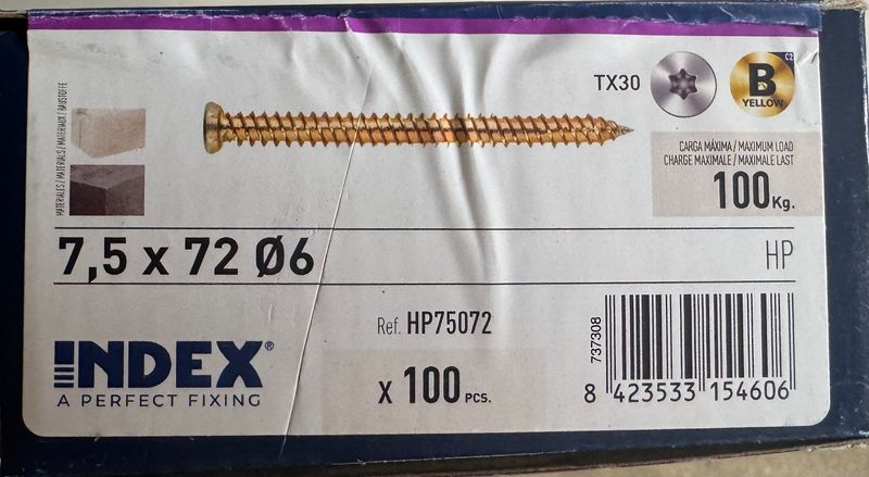 VIS POUR BETON BICROMATE - 7,5X72 - BOITE DE 100