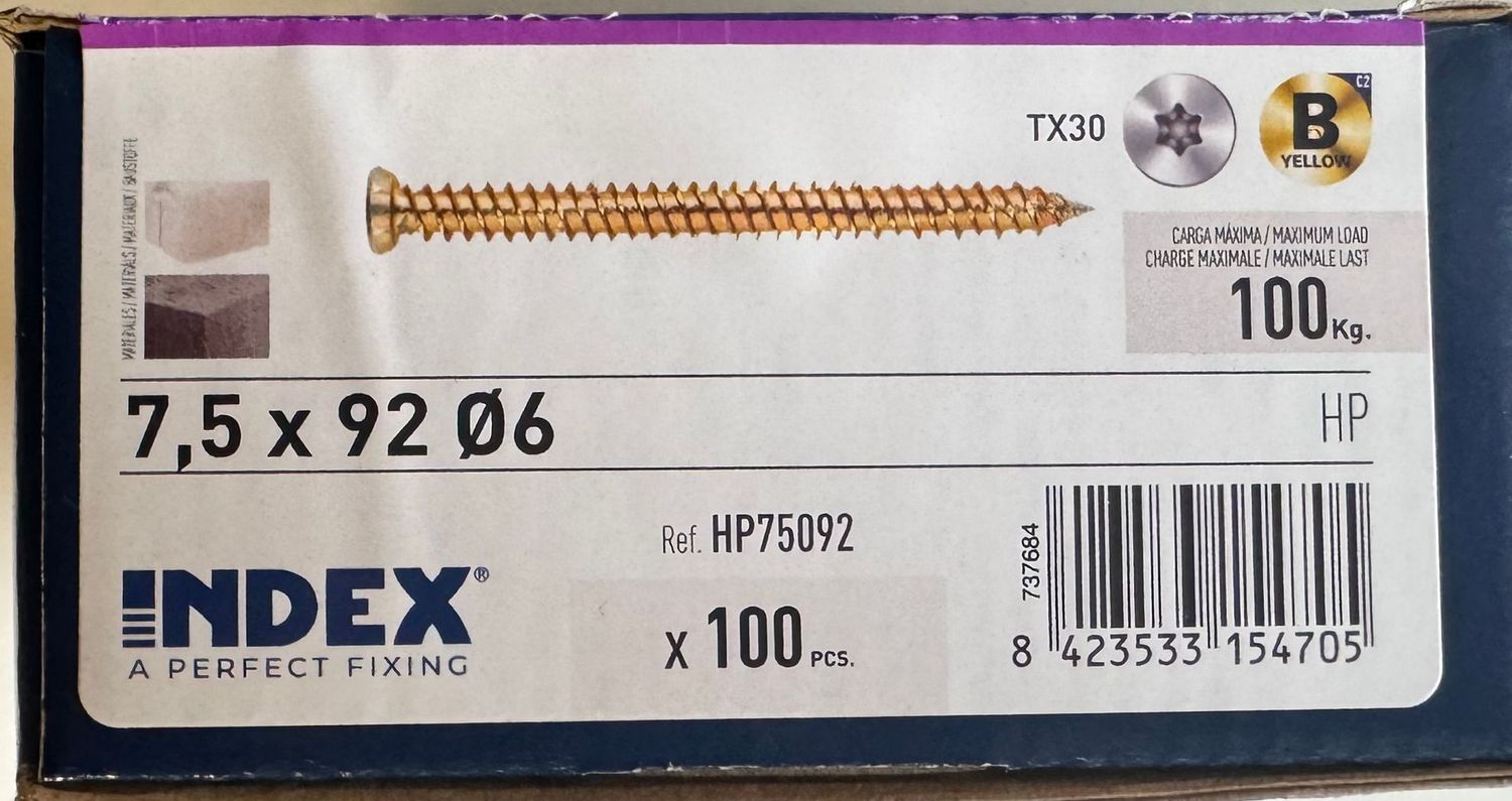 VIS POUR BETON BICROMATE - 7.5 X 92 - BOITE DE 100