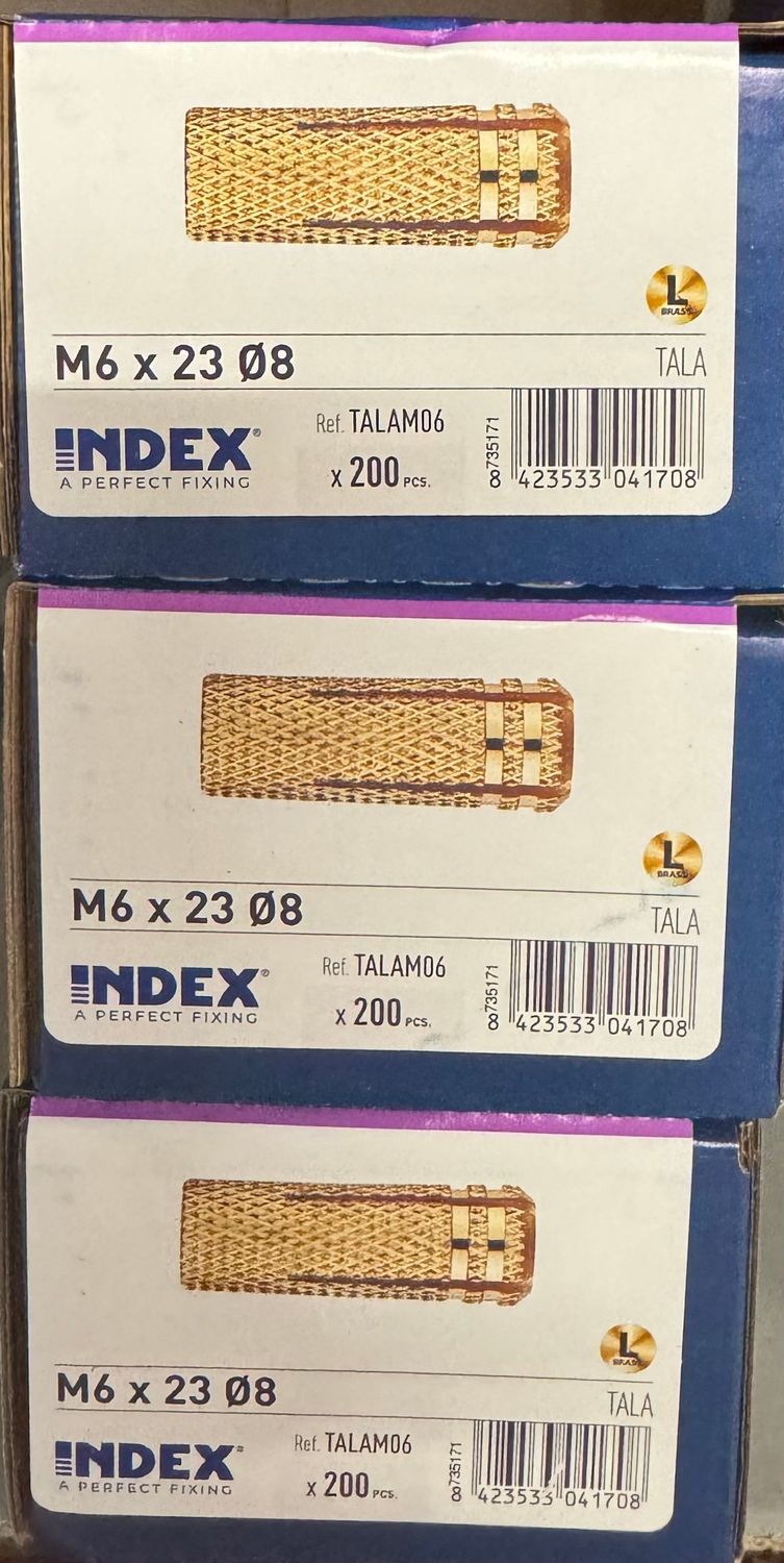 DOUILLE/CHEVILLE LAITON M6X23 perçage à 8 - BOITE DE 200