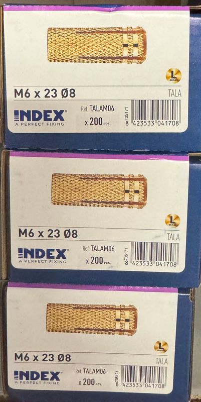DOUILLE/CHEVILLE LAITON M6X23 perçage à 8 - BOITE DE 200