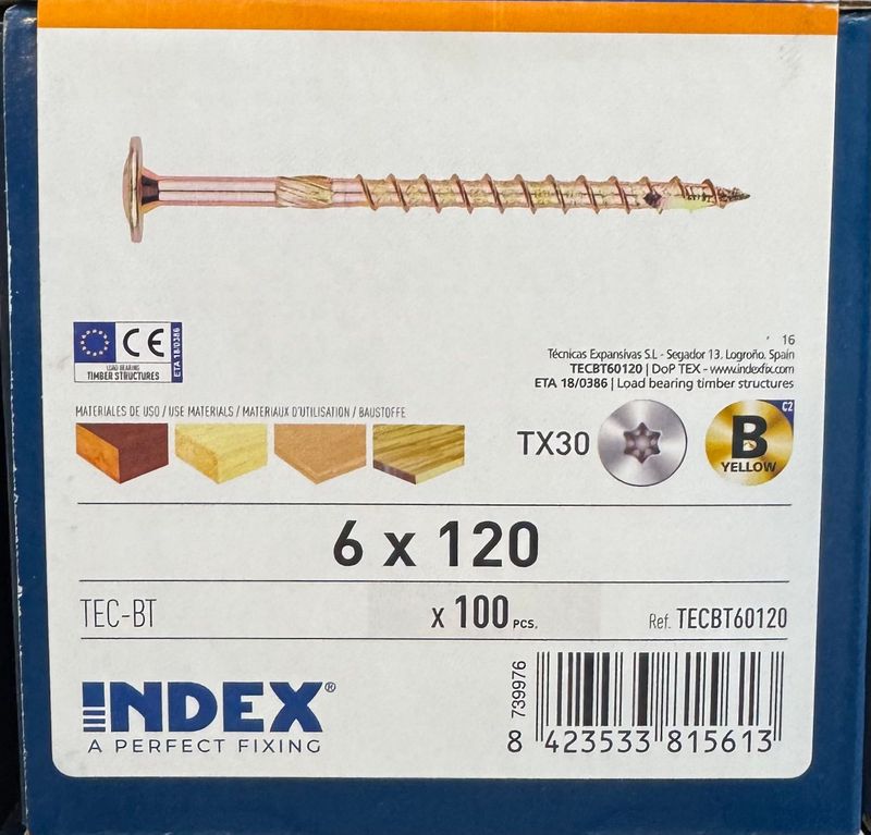 VIS A BOIS TETE LARGE AVEC RONDELLE INTEGREE 6X120 - TX30 - BOITE DE 100