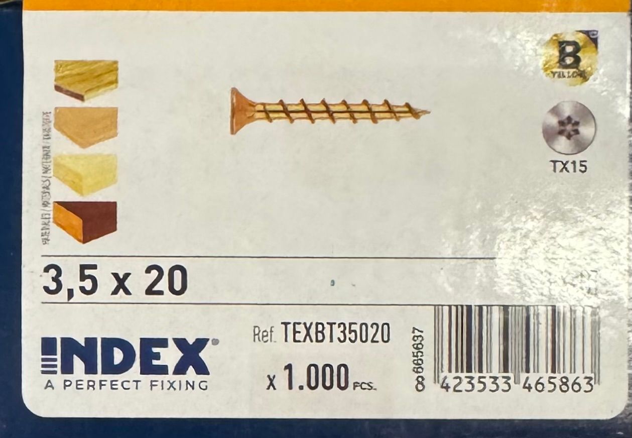 VIS A BOIS TETE FRAISEE 3,5X20 - BICHROMATEE - Tx15 - BOITE DE 1000