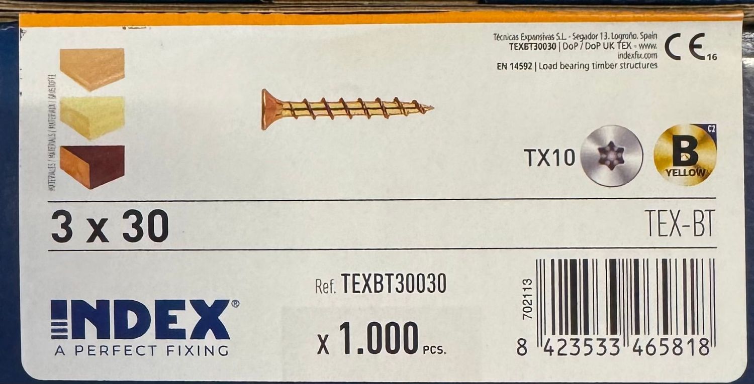 VIS A BOIS TETE FRAISEE 3X30 - BICHROMATEE - Tx10 - BOITE DE 1000
