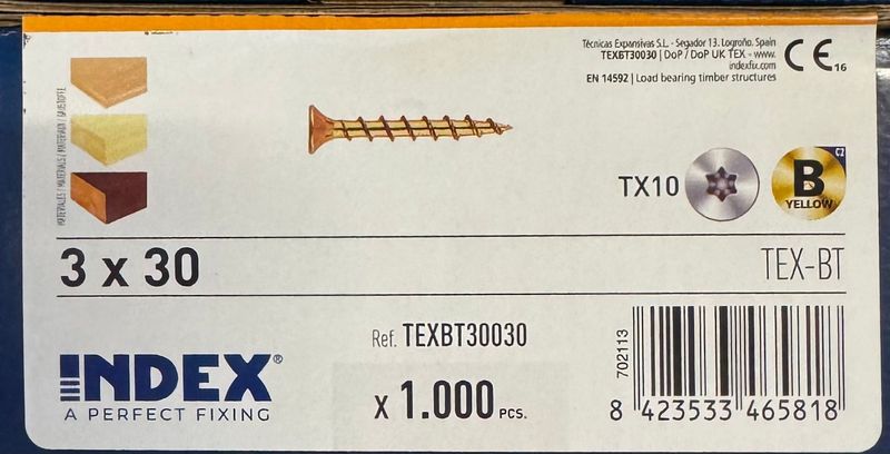 VIS A BOIS TETE FRAISEE 3X30 - BICHROMATEE - Tx10 - BOITE DE 1000