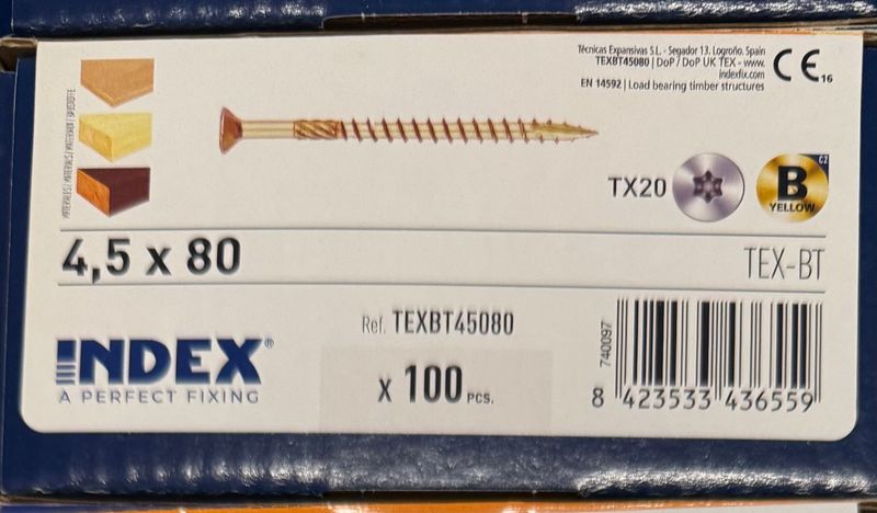 VIS A BOIS TETE FRAISEE 4,5X80 - BICHROMATEE - Tx20 - BOITE DE 100