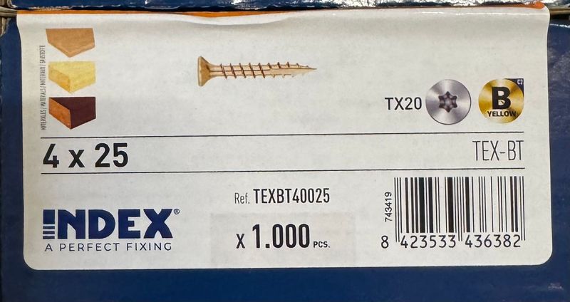 VIS A BOIS TETE FRAISEE 4X25 - BICHROMATEE - Tx20 - BOITE DE 1000