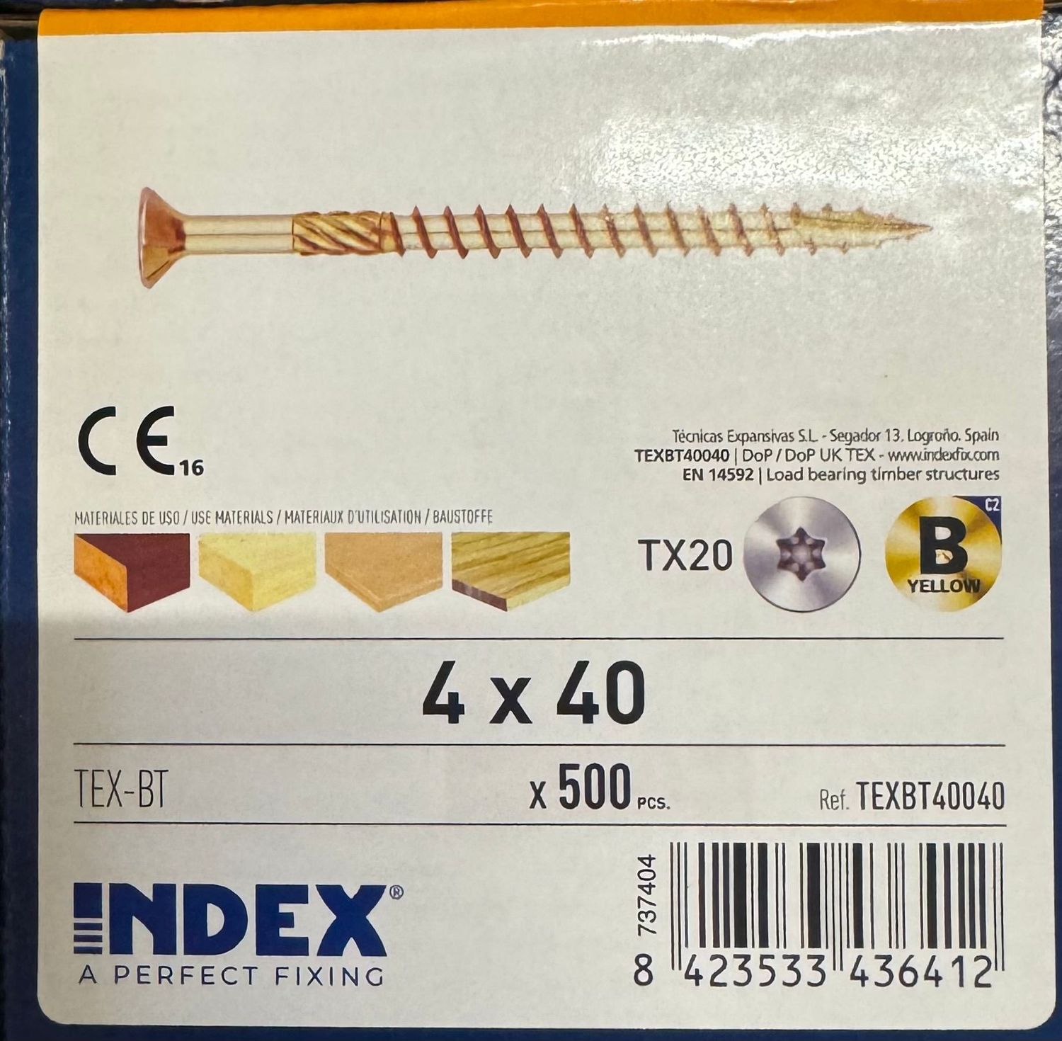 VIS A BOIS TETE FRAISEE 4X40 - BICHROMATEE - Tx20 - BOITE DE 500