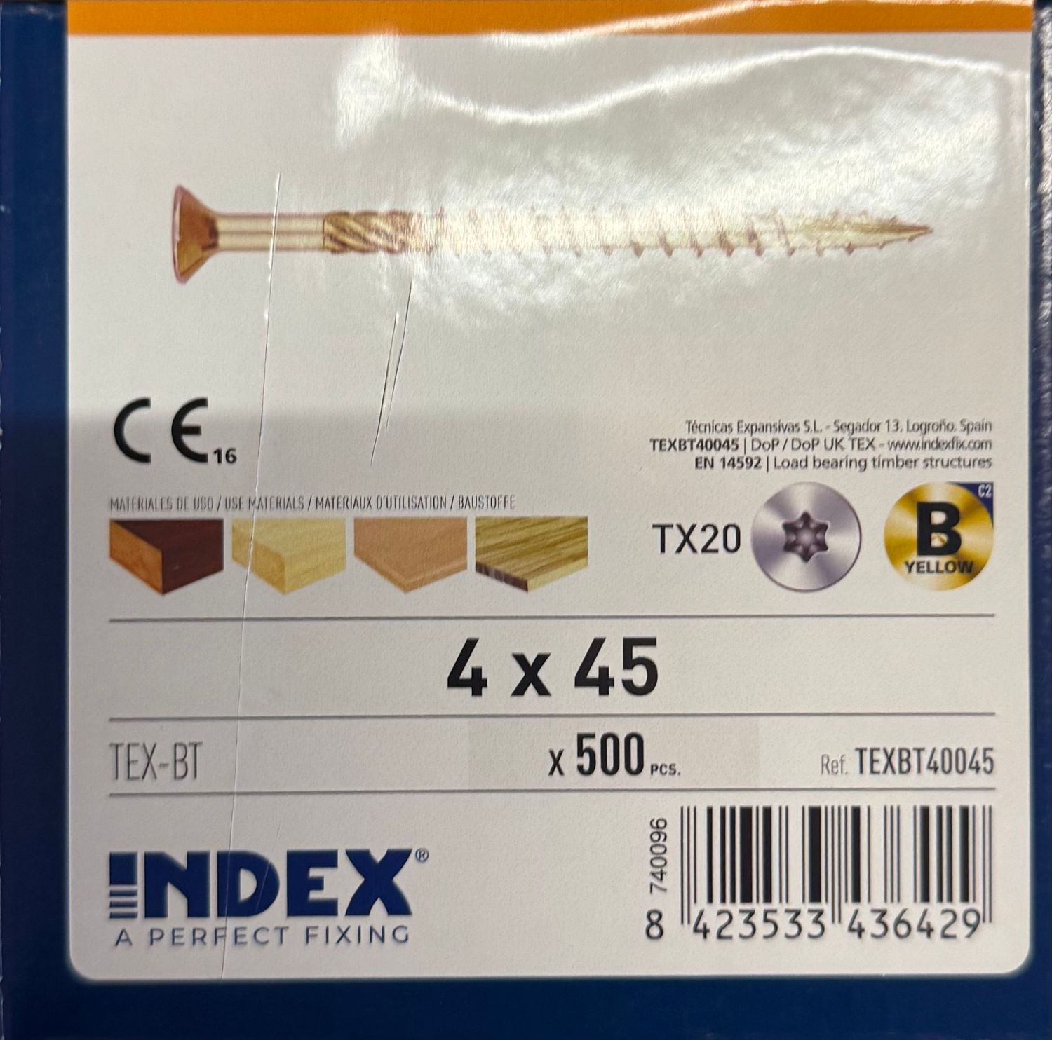 VIS A BOIS TETE FRAISEE 4X45 - BICHROMATEE - Tx20 - BOITE DE 500